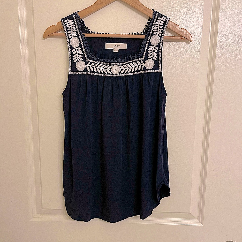 Loft Embroidered Shell Top